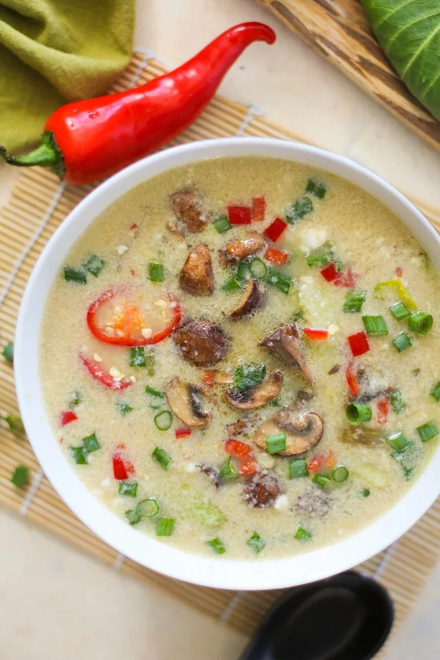 Egg Drop Soup with Bok Choy and Mushrooms | TheRoastedRoot.net #recipe #vegetarian #healthy