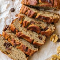 Grain-Free Chocolate Chip Banana Walnut Bread | TheRoastedRoot.net #healthy #recipe #glutenfree #paleo