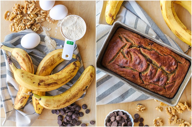 Grain-Free Chocolate Chip Banana Walnut Bread | TheRoastedRoot.net #healthy #recipe #glutenfree #paleo