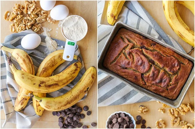 Grain-Free Chocolate Chip Banana Walnut Bread | TheRoastedRoot.net #healthy #recipe #glutenfree #paleo