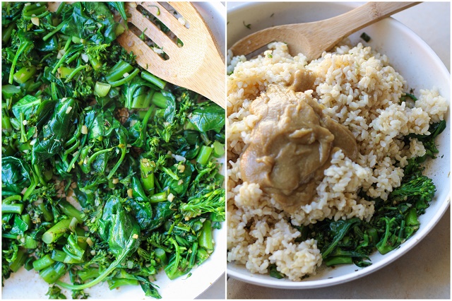 Wasabi Vegetable Bowls with broccolini , spinach, cucumber, avocado, and creamy wasabi sauce | TheRoastedRoot.net #vegan #vegetarian #tahini #healthy #recipes