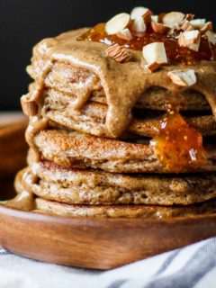 Keto Almond Butter Protein Pancakes - grain-free, dairy-free, low-carb, healthy gluten-free pancake recipe