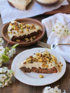 Grain-Free Vegan Carrot Cake - made with almond flour, flax eggs, and naturally sweetened with pure maple syrup | TheRoastedRoot.net #glutenfree #healthy #dessert #brunch