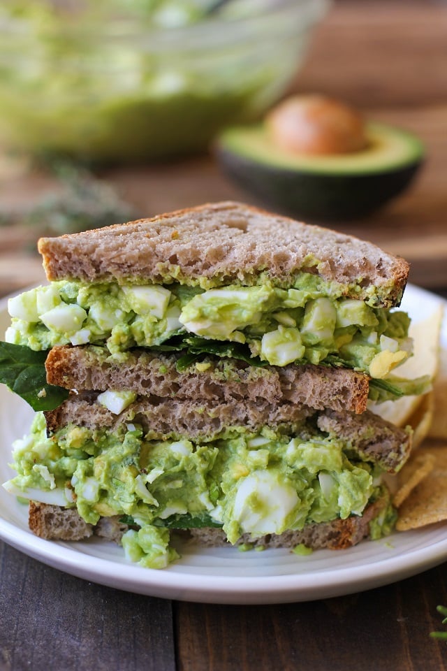 Avocado Egg Salad Sandwiches with fresh herbs - a healthful alternative to classic egg salad | TheRoastedRoot.net #recipe #lunch 