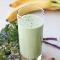 Healthy Gut Smoothie - filled with stomach-soothing whole foods and probiotics | TheRoastedRoot.net #healthy #drink #recipe #greensmoothie