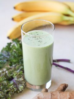 Healthy Gut Smoothie - filled with stomach-soothing whole foods and probiotics | TheRoastedRoot.net #healthy #drink #recipe #greensmoothie