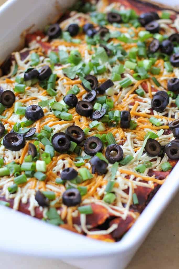 Mushroom, Zucchini, and Black Bean Vegetarian Enchiladas | TheRoastedRoot.net #healthy #recipe #dinner #cinco_de_mayo