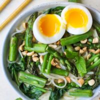 Spring Vegetable Green Curry Noodle Bowls | TheRoastedRoot,net #glutenfree #healthy #dinner #recipe