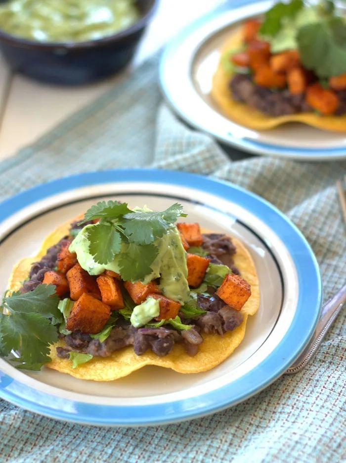 Sweet Potato and Black Bean Tostadas with Lime Crema + 26 Recipes for a Vegetarian Cinco de Mayo