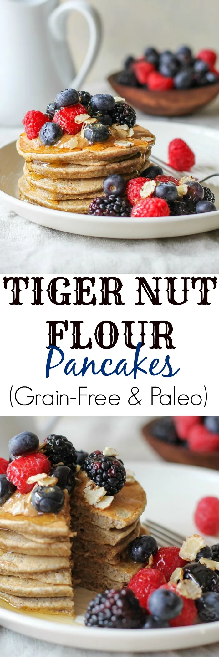 Tiger Nut Flour Pancakes grain-free and paleo | TheRoastedRoot.net #breakfast #recipe #glutenfree