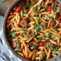 30-Minute Gluten-Free Sausage Pasta with Sun-Dried Tomato Pesto Sauce