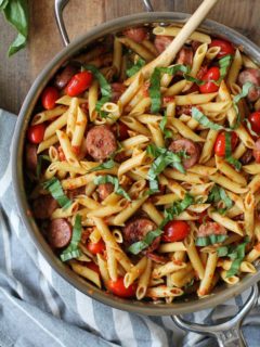 30-Minute Gluten-Free Sausage Pasta with Sun-Dried Tomato Pesto Sauce