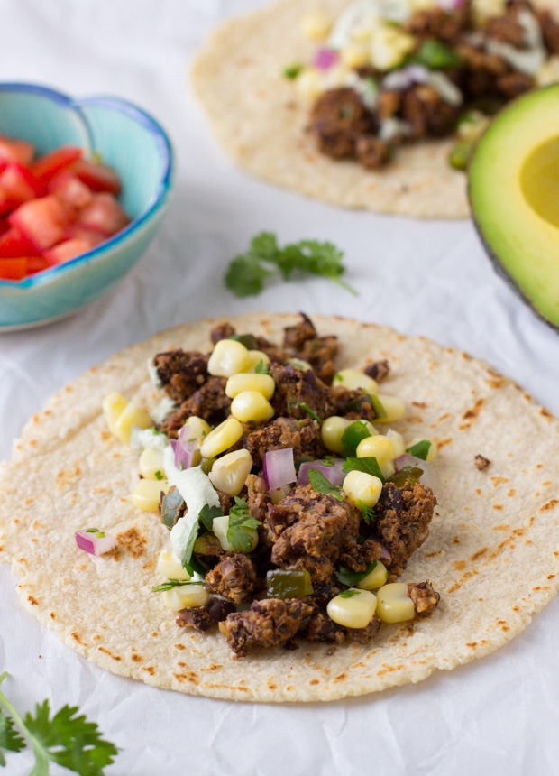 Black Bean Pecan Tacos with Lime Pepita Cream + 26 Recipes for a Vegetarian Cinco de Mayo