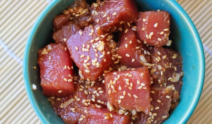 How to Make Ahi Poke - soy-free and paleo-friendly | TheRoastedRoot.net #glutenfree #appetizer #primal
