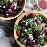 Beet and Berry Salad with Raspberry-Fig Vinaigrette | TheRoastedRoot.net #healthy #vegetarian #recipe