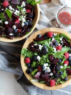 Beet and Berry Salad with Raspberry-Fig Vinaigrette | TheRoastedRoot.net #healthy #vegetarian #recipe