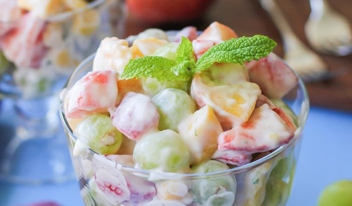 Fruit Salad with Coconut Whipped Cream | TheRoastedRoot.net #healthy #recipe #summer #dairyfree