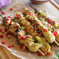 Hummus-Marinated Chicken Satay | TheRoastedRoot.net #healthy #recipe #appetizer #NationalHummusDay #UnofficialMeal @sabradippingco