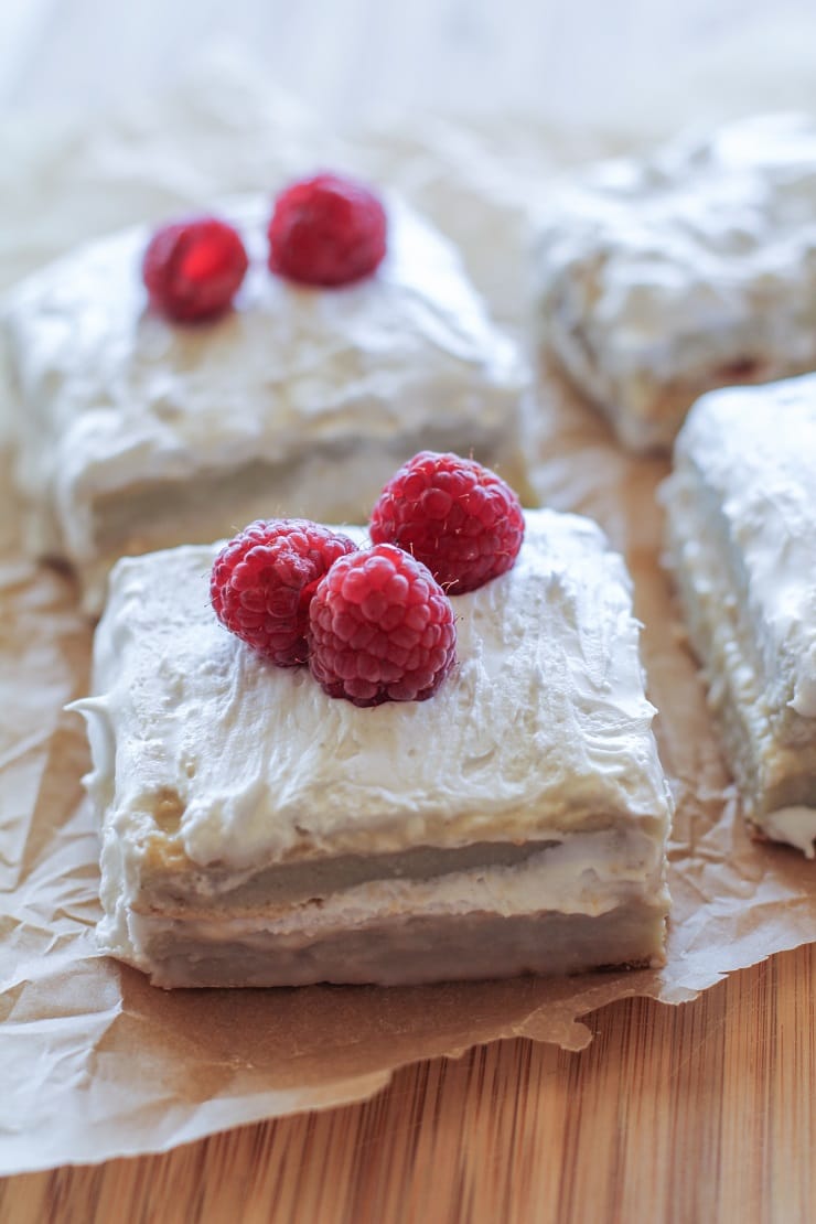 Paleo Tres Leches Cake made with coconut flour and honey - a healthy take on the classic!