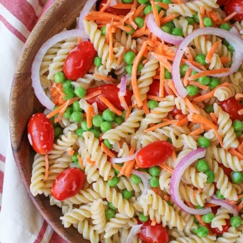 Pasta Salad with Lemon Poppy Seed Dressing | TheRoastedRoot.net #glutenfree #healthy #recipe #summer