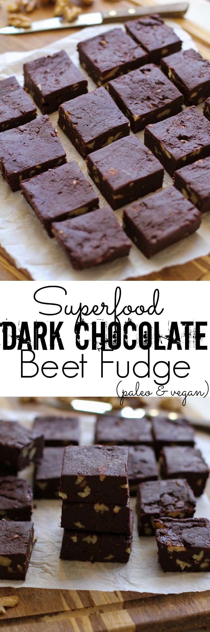 Healthy Dark Chocolate Fudge with Beets and Walnuts - dairy-free, refined sugar-free, and healthy! | TheRoastedRoot.net #superfood #recipe #dessert #vegan #paleo