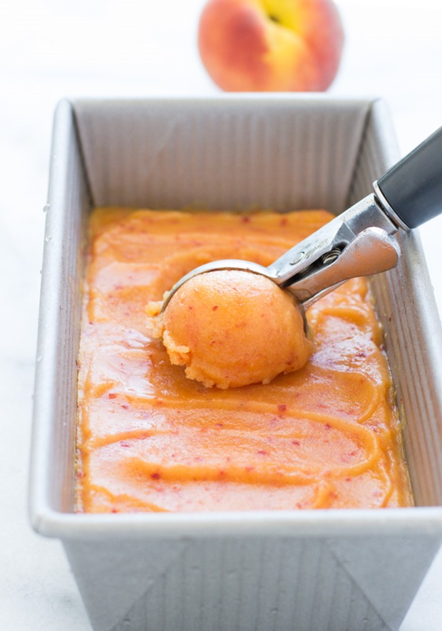 Easy Peach Sorbet #healthy #dessert #recipe #paleo