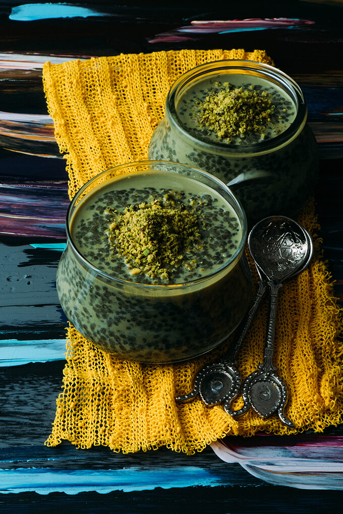 Pistachio Green Tea Chia Seed Pudding