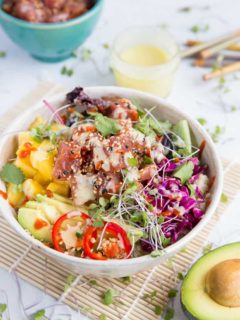 Ahi Poke Sushi Bowls with Wasabi Mayo | TheRoastedRoot.net #healthy #dinner #paleo #recipe #glutenfree