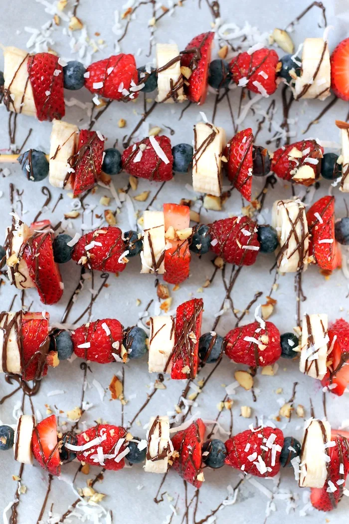 Chocolate-Drizzled Fruit Kebabs + 6 Recipes for your 4th of July gathering!