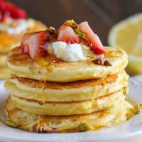 Lemon Ricotta Coconut Flour Pancakes | TheRoastedRoot.net #glutenfree #grainfree #healthy #breakfast