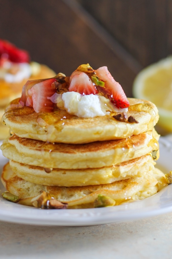 Lemon Ricotta Coconut Flour Pancakes | TheRoastedRoot.net #glutenfree #grainfree #healthy #breakfast