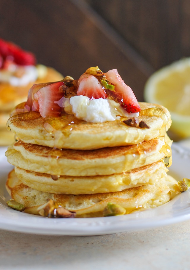 Lemon Ricotta Coconut Flour Pancakes | TheRoastedRoot.net #glutenfree #grainfree #healthy #breakfast