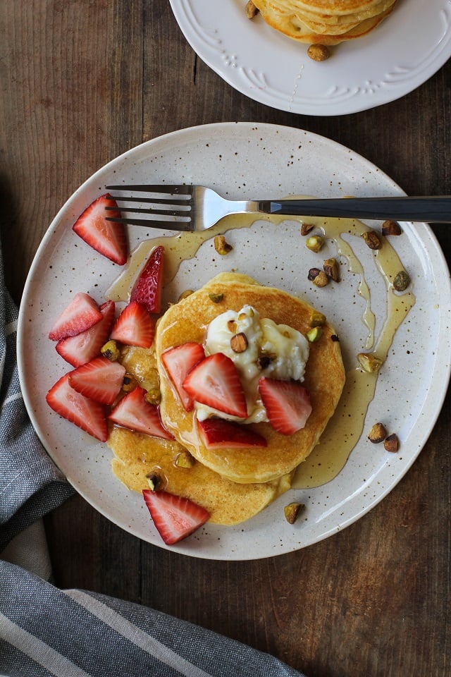 Lemon Ricotta Coconut Flour Pancakes | TheRoastedRoot.net #glutenfree #grainfree #healthy #breakfast