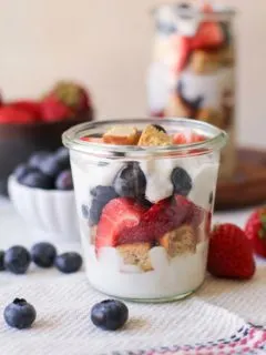Paleo Mixed Berry Parfaits with Grain-Free Vanilla Cake and Coconut Whipped Cream | TheRoastedRoot.net #healthy #dessert #recipe #dairyfree #glutenfree #naturallysweetened