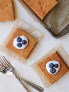 Paleo Vanilla Cake made with coconut flour, tapioca flour, and honey | TheRoastedRoot.net #healthy #dessert #recipe