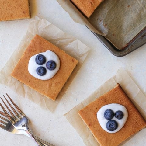Paleo Vanilla Cake made with coconut flour, tapioca flour, and honey | TheRoastedRoot.net #healthy #dessert #recipe