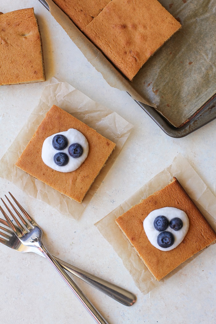 Paleo Vanilla Cake made with coconut flour, tapioca flour, and honey | TheRoastedRoot.net #healthy #dessert #recipe