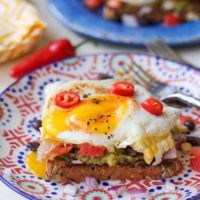 Southwest Breakfast Avocado Toasts with @sabra Guacamole | TheRoastedRoot.net #healthy #breakfast #recipe