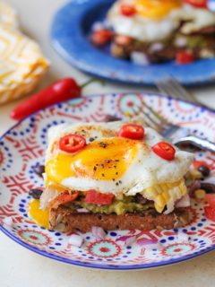 Southwest Breakfast Avocado Toasts with @sabra Guacamole | TheRoastedRoot.net #healthy #breakfast #recipe