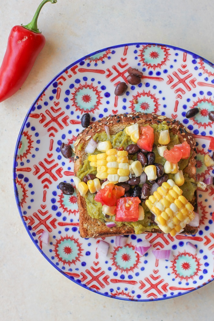 Southwest Breakfast Avocado Toasts with @sabradippingco Guacamole | TheRoastedRoot.net #healthy #breakfast #recipe