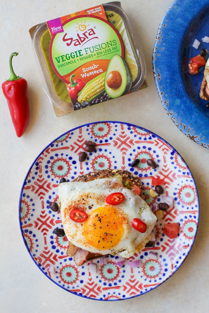 Southwest Breakfast Avocado Toasts with @sabradippingco Guacamole | TheRoastedRoot.net #healthy #breakfast #recipe