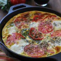 Caprese Frittata with Arugula | TheRoastedRoot.net #healthy #breakfast #dinner #vegetarian