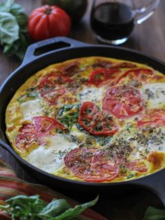 Caprese Frittata with Arugula | TheRoastedRoot.net #healthy #breakfast #dinner #vegetarian