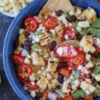 Mexican Street Corn Spicy Chipotle Hummus | TheRoastedRoot.net #recipe #appetizer @beanitos