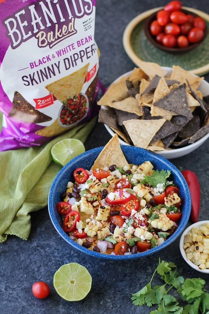 Mexican Street Corn Spicy Chipotle Hummus | TheRoastedRoot.net #recipe #appetizer @beanitos