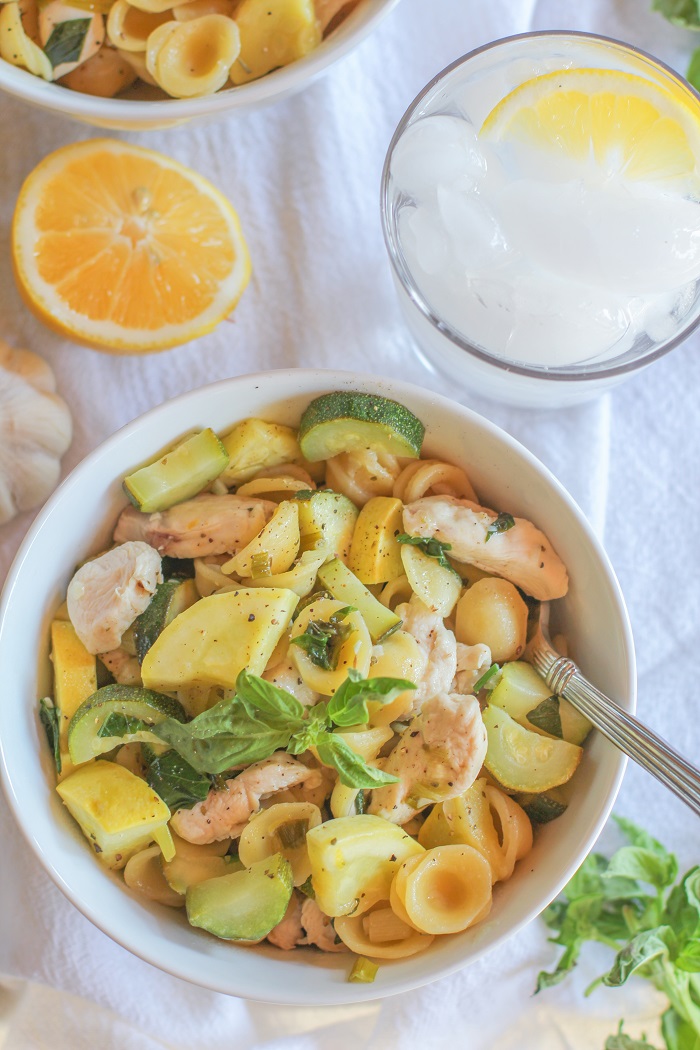 Chicken and Zucchini Orecchiette Pasta with Lemon-Butter Sauce