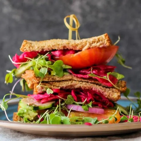 The ultimate veggie sandwich with homemade sauerkraut | TheRoastedRoot.net #healthy #vegetarian #recipe #vegan