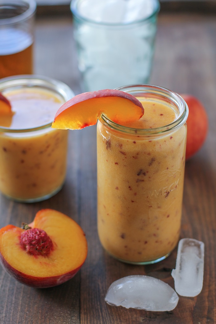 Big Batch Peach Bourbon Slush | TheRoastedRoot.net #cocktail #drink #recipe #booze