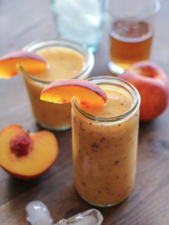 Big Batch Peach Bourbon Slush | TheRoastedRoot.net #cocktail #drink #recipe #booze