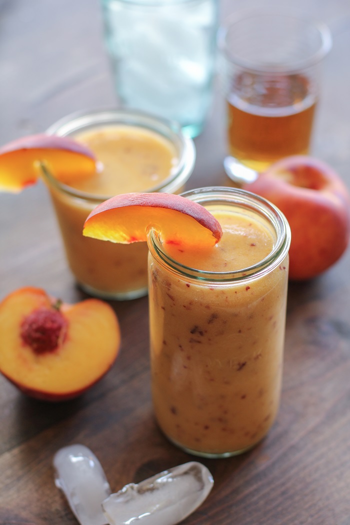 Big Batch Peach Bourbon Slush | TheRoastedRoot.net #cocktail #drink #recipe #booze